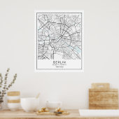 Berlijnse kaart - Poster Berlijn zwart-wit (Keuken)