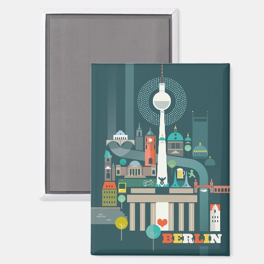 Berlijnse koelkastmagneet magneet (Voorkant / Achterkant)