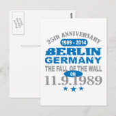 Berlijnse muur Duitsland 25 jaar Jubileum Briefkaart (Voorkant / Achterkant)