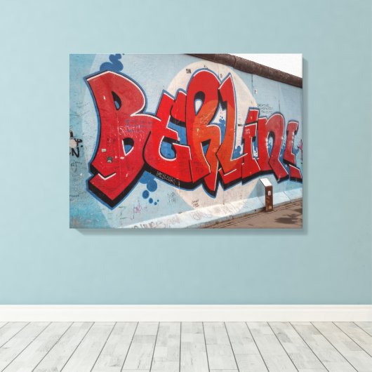 Berlijnse muur graffiti canvas afdruk (Insitu (Houten vloer))