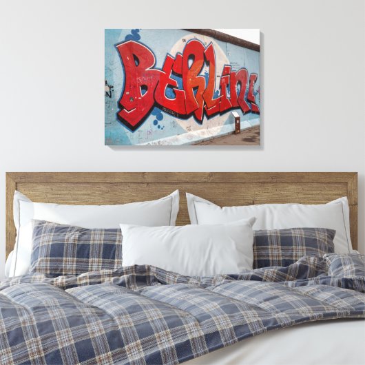 Berlijnse muur graffiti canvas afdruk (Insitu (Slaapkamer))