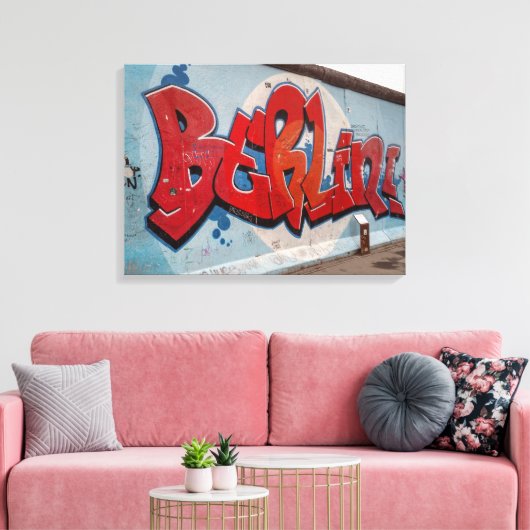 Berlijnse muur graffiti canvas afdruk (Insitu (Woonkamer))