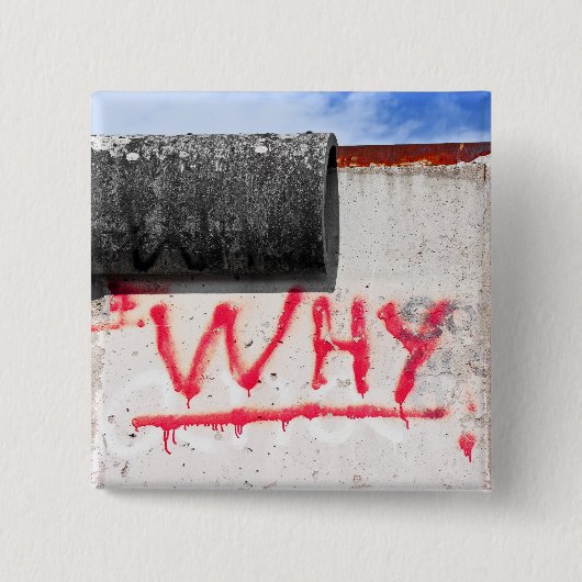 Berlijnse muur, graffiti, waarom? vierkante button 5,1 cm (Voorkant)