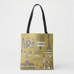 Berlijnse oriëntatiepunten, monumentale illustrati tote bag