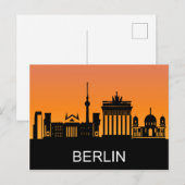 Berlijnse silhouet, zomerzonsondergang, illustrati briefkaart (Voorkant / Achterkant)