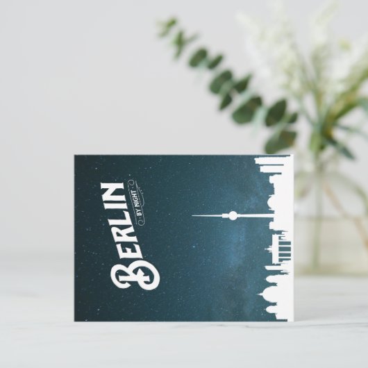 Berlijnse skyline-by-night, Berlijn Duitsland - Br Briefkaart (Staand voorkant)