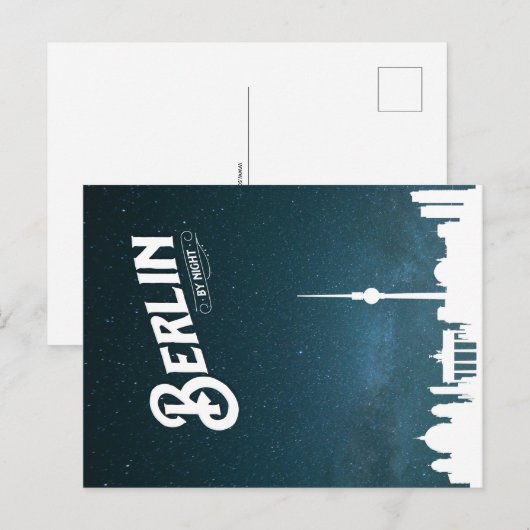 Berlijnse skyline-by-night, Berlijn Duitsland - Br Briefkaart (Voorkant / Achterkant)