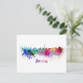 Berlijnse skyline in waterverf briefkaart (Staand voorkant)
