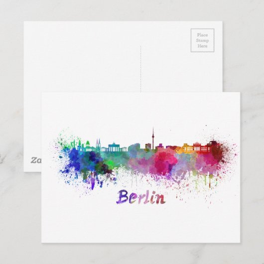 Berlijnse skyline in waterverf briefkaart (Voorkant / Achterkant)