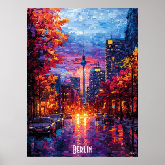Berlijnse stad Skyline Poster – Dynamische Duitse (Voorkant)