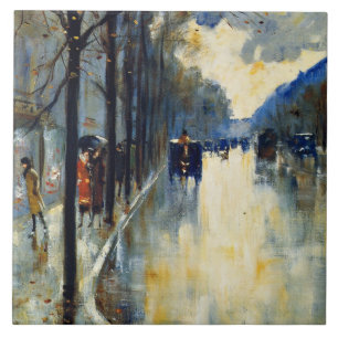 Berlijnse straat in de late herfst, beroemd kunstw tegeltje