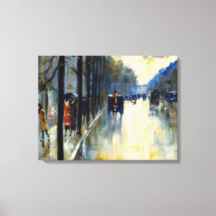 Berlijnse straat in de late herfst, fine art canvas afdruk