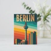 Berlijnse TV-toren retro Briefkaart (Staand voorkant)