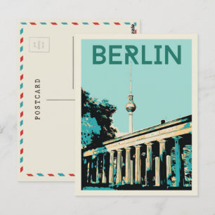 Berlijnse uitzicht met Fernsehturm illustratie Dui Briefkaart