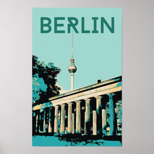 Berlijnse uitzicht met Fernsehturm illustratie Dui Poster (Voorkant)