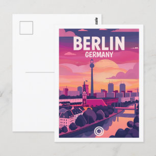 Berlijnse Vintage Beroemde Reisplaats Briefkaart