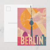 Berlijnse Vintage Roze Reisadvertentie Briefkaart (Voorkant / Achterkant)