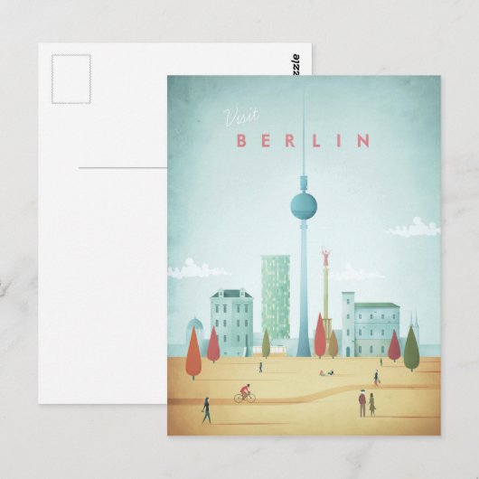 Berlijnse Vintage Travel Poster - Art Briefkaart (Voorkant / Achterkant)