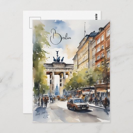Berlijnse waterverf kunst briefkaart (Voorkant / Achterkant)
