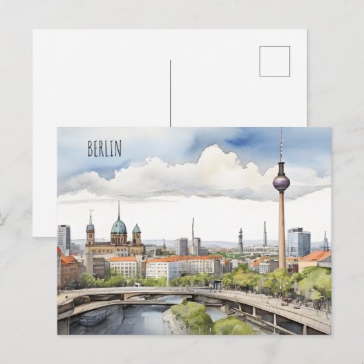 Berlijnse waterverf kunst briefkaart (Voorkant / Achterkant)