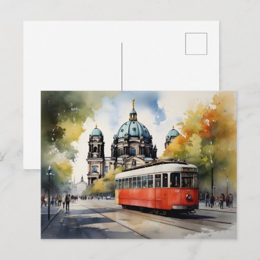 Berlijnse waterverf kunst briefkaart (Voorkant / Achterkant)
