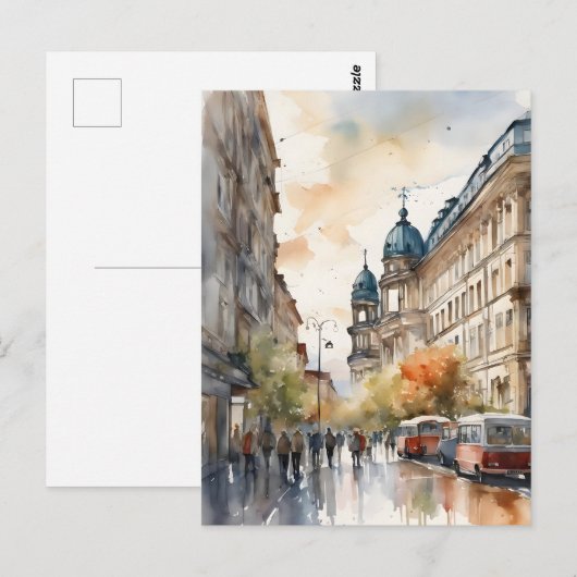 Berlijnse waterverf kunst briefkaart (Voorkant / Achterkant)