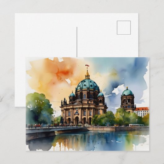 Berlijnse waterverf kunst briefkaart (Voorkant / Achterkant)