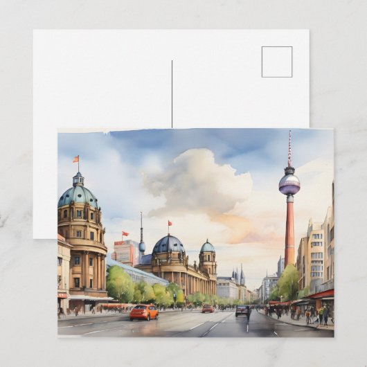 Berlijnse waterverf kunst briefkaart (Voorkant / Achterkant)