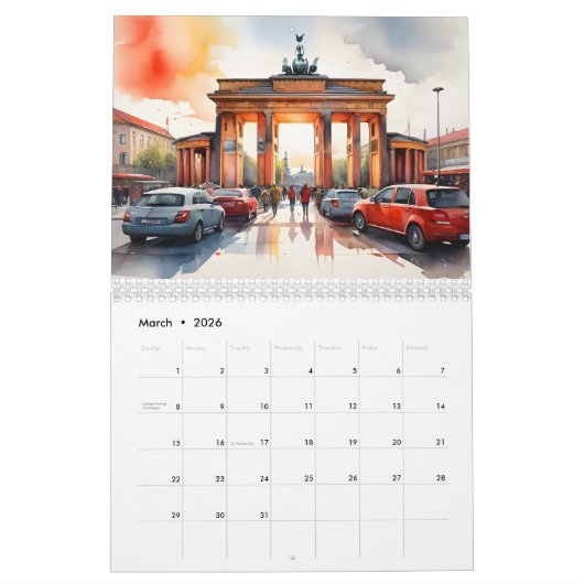 Berlijnse waterverf kunst kalender (Mar 2026)
