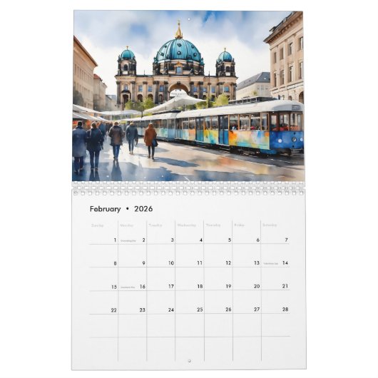 Berlijnse waterverf kunst kalender (Feb 2026)