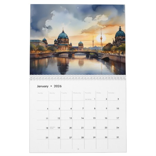 Berlijnse waterverf kunst kalender (Jan 2026)
