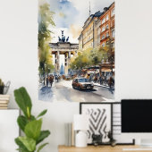 Berlijnse waterverf kunst poster (Thuiskantoor)