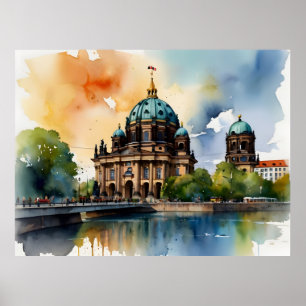Berlijnse waterverf kunst poster