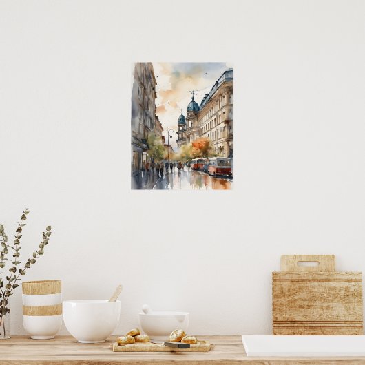 Berlijnse waterverf kunst poster (Keuken)