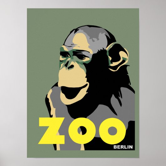 Berlijnse Zoo-aap retro- stijl Poster (Voorkant)