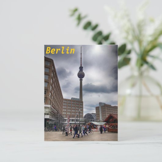 Berlin Alexanderplatz Fernsehturm Briefkaart (Staand voorkant)