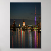 Berlin Alexanderplatz Oberbaum Bridge night Poster (Voorkant)