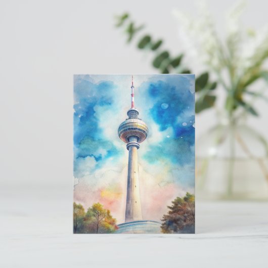 Berlin Alexanderplatz Tower Waterverf Briefkaart (Staand voorkant)