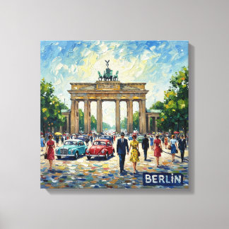 Berlin Brandenburg Gate Classic Cars Wall Decor Canvas Afdruk
