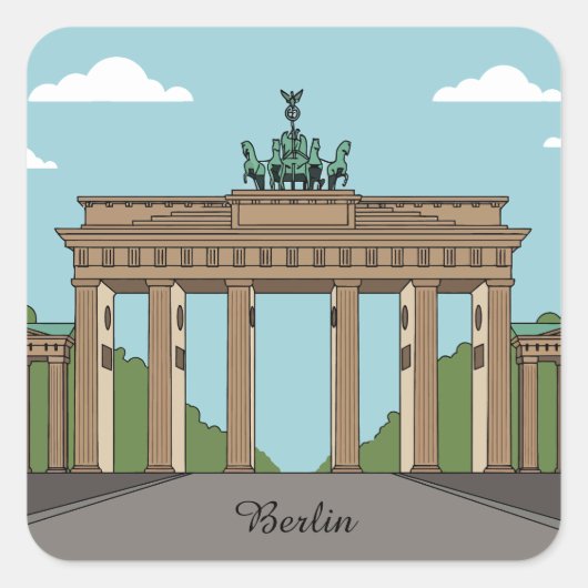 Berlin Brandenburg Gate – Classic City Landmark Vierkante Sticker (Voorkant)