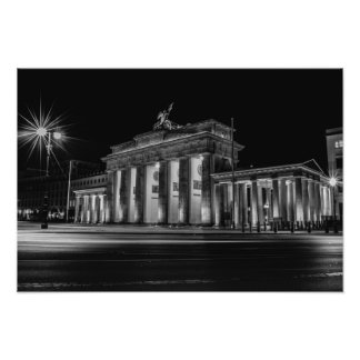 Berlin Brandenburger Tor bei Nacht Foto Afdruk