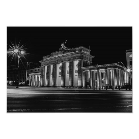 Berlin Brandenburger Tor bei Nacht Foto Afdruk (Voorkant)