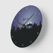 Berlin CityScape Night Silhouette Wall Clock Ronde Klok (Hoek)