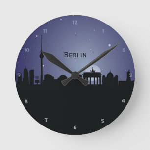 Berlin CityScape Night Silhouette Wall klok