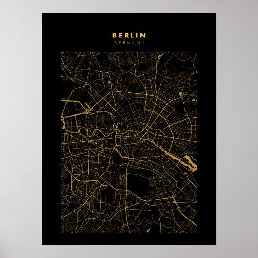 Berlin Dark Gold City Map Poster (Voorkant)