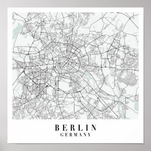 Berlin Duitsland Blue Water Street Map Poster