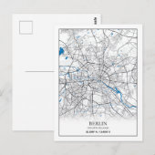 Berlin Duitsland City Map Coordinates Briefkaart (Voorkant / Achterkant)