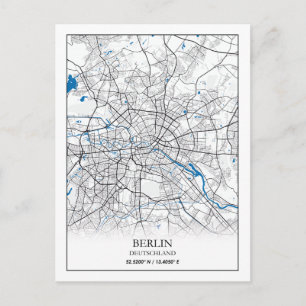 Berlin Duitsland City Map Coordinates Briefkaart