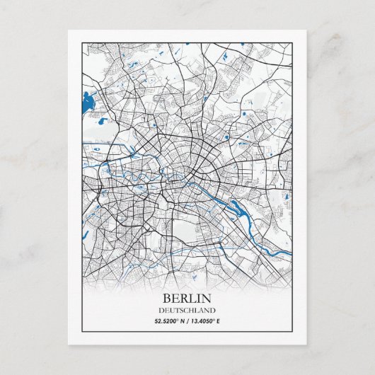Berlin Duitsland City Map Coordinates Briefkaart (Voorkant)