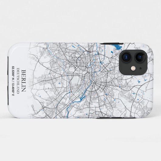 Berlin Duitsland City Map Coordinates Case-Mate iPhone Case (Achterkant (horizontaal))